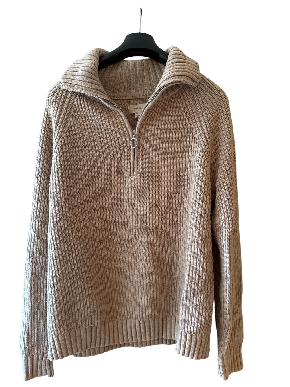 RW&CO. Men's Zip-Up Sweater in Beige